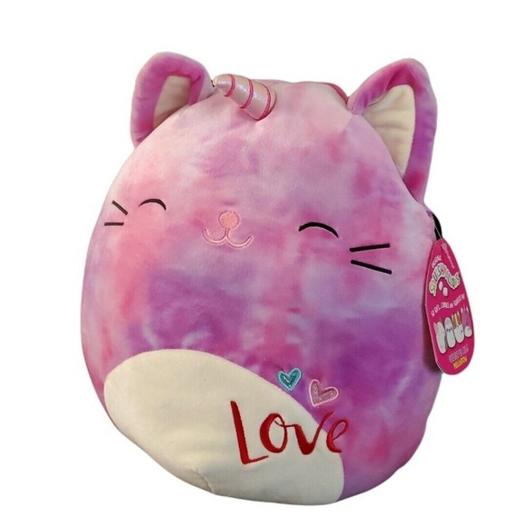 Kellytoy Other - Squishmallows Carla Caticorn Cat Valentine's 12" Plush Tie Dye Pink Purple Toy